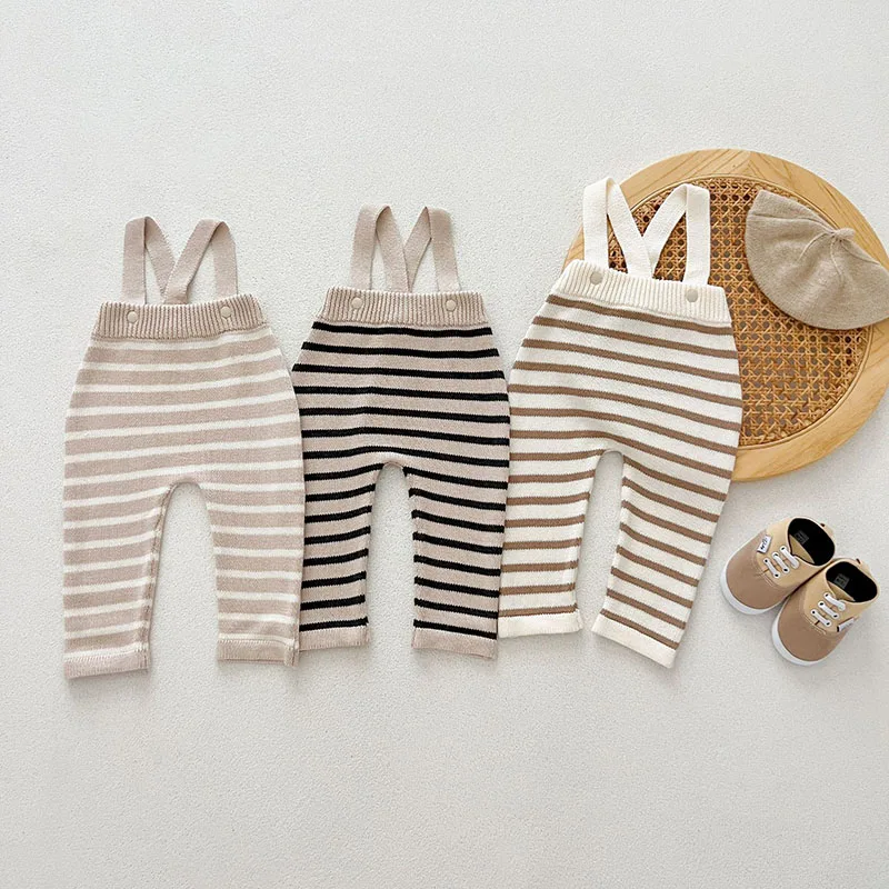 Cute Knitted Stripes Baby Girls Trousers