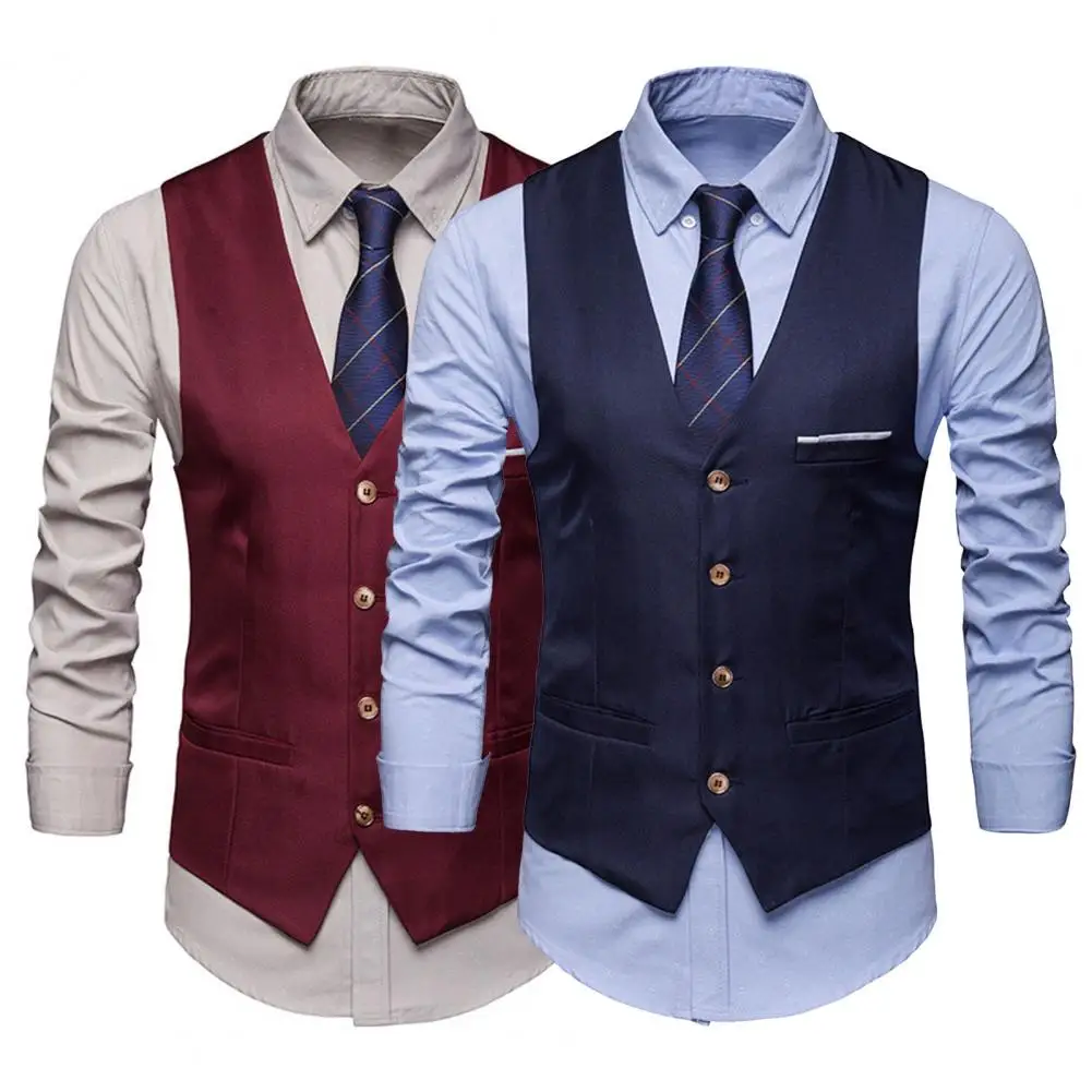 Dress Vests Men Business Waistcoat Soft Texture Formal Vest Sleeveless for Work