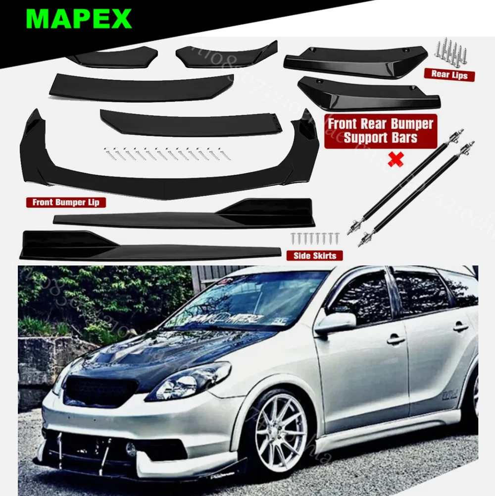 For Toyota Matrix Front Rear Bumper Lip Spoiler Splitter Body Kit Side-Skirt Carbon fiber pattern 1