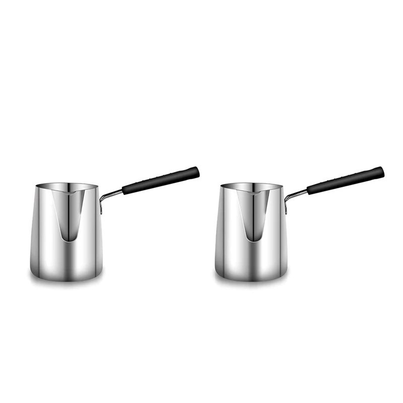 

HOT SALE 2X 600ML Turkish Coffee Pot Stainless Steel Milk And Coffee Warmer Chocolate Butter Melting Pot