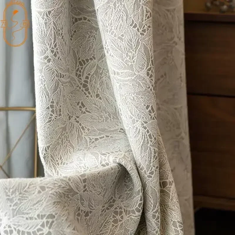 Cortinas blackout para Sala Quarto Estilo Japonês Simples Cortinas Literárias Lace Esquerda e Direita Biparting Aberto