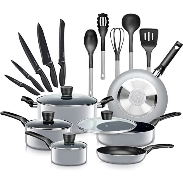 SereneLife 15 Piece Pots and Pans Home Non Stick Kitchenware Cookware Set -  AliExpress