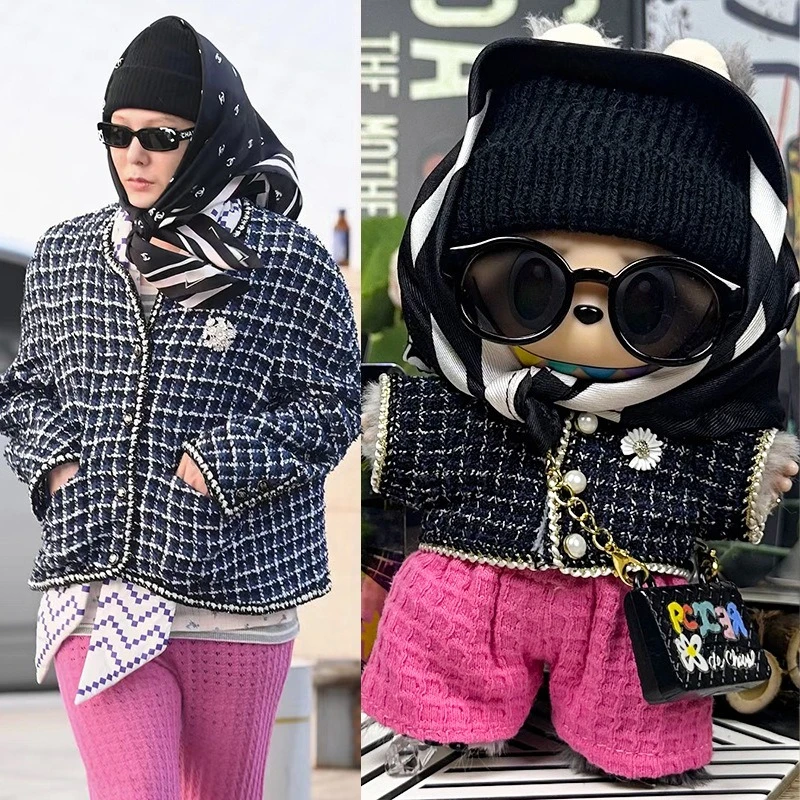 For 17cm Labubu Clothing Korean Idol GD Same Collection Set 3.0 Labubu Clothes Outfit Headscarf Glasses Bag DIY Doll Accessories 4