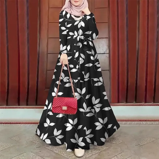 109834-440a61.jpg Robe Eid Abaya femmes imprimer robes à lacets caftan musulman robes Jalabiya Ramadan dubaï Abayas Islam arabe longue Robe maroc
