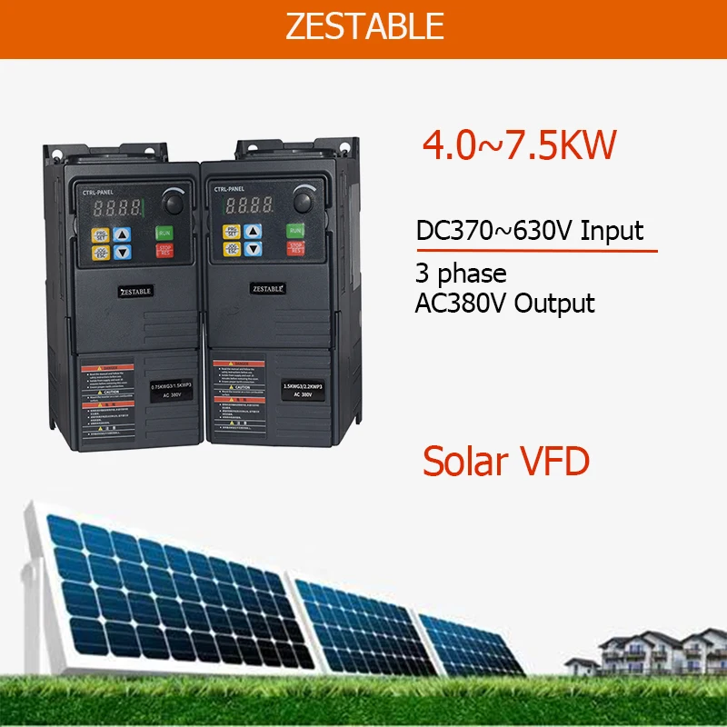 Convertitore Solare 4/5.5/7.5 Kw 5/7/10Hp Za280G3 Inverter A Frequenza Variabile Da Dc380-620V A 3 Fasi 380V
