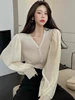 Ele Knitted Open Cardigan Sweater Base Layer Women's Faion Spring Autumn Winter 2025 New Sli Inner Wear Slim Fit Lo...