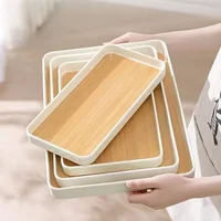 Bamboo Tray Diamine Japanese Dinner Plate Imitation Bamboo Pattern Tea Tray Plastic Storage Tray Thickened Fall-proof Tray 1
