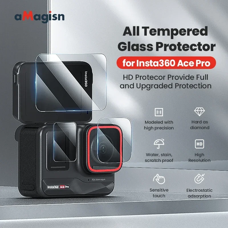 

aMagisn Tempered Glass Screen Protective Film 9H HD Film Protective Sports Camera Accessories For Insta360 Ace Pro