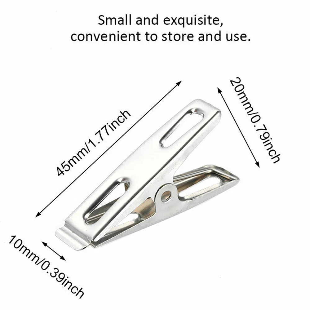 clothes pegs 20/40 Pcs Clothes Pegs Stainless Steel Washing Line Hang Pins Windproof Metal Clamps