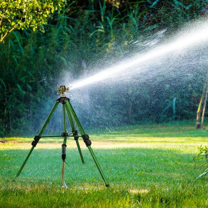impact-sprinkler-head-on-tripod-base-rotating-rocker-nozzle-360°heavy-brass-sprinkler-nozzle-metal-extension-legs-flip-locks
