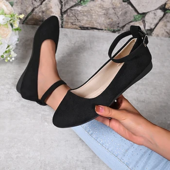 Women's Retro Mary Jane Shoes, Black Low-Top Square-Toe Ankle Strap Flat Shoes, Fashionable Retro Style, Comfortable Soft-Soled Ballet Flats, Suitable for Daily Wear, Spring and Autumn Seasons 1