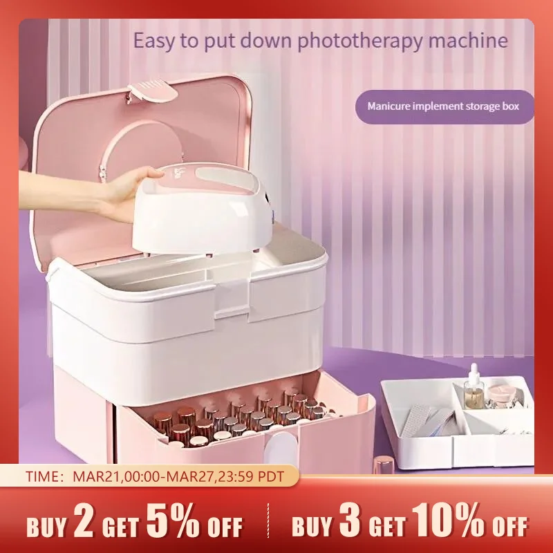 Portable Nail Tools Storage Box Antidust Nail Polish Plastic Storage