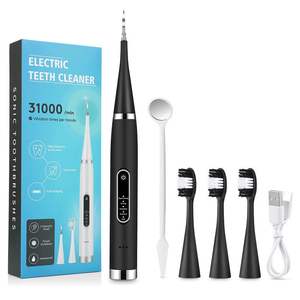 Limpiador de dientes eléctrico, cepillo de dientes sónico, raspador dental ultrasónico recargable, eliminador de manchas de sarro, herramientas para blanquear los dientes