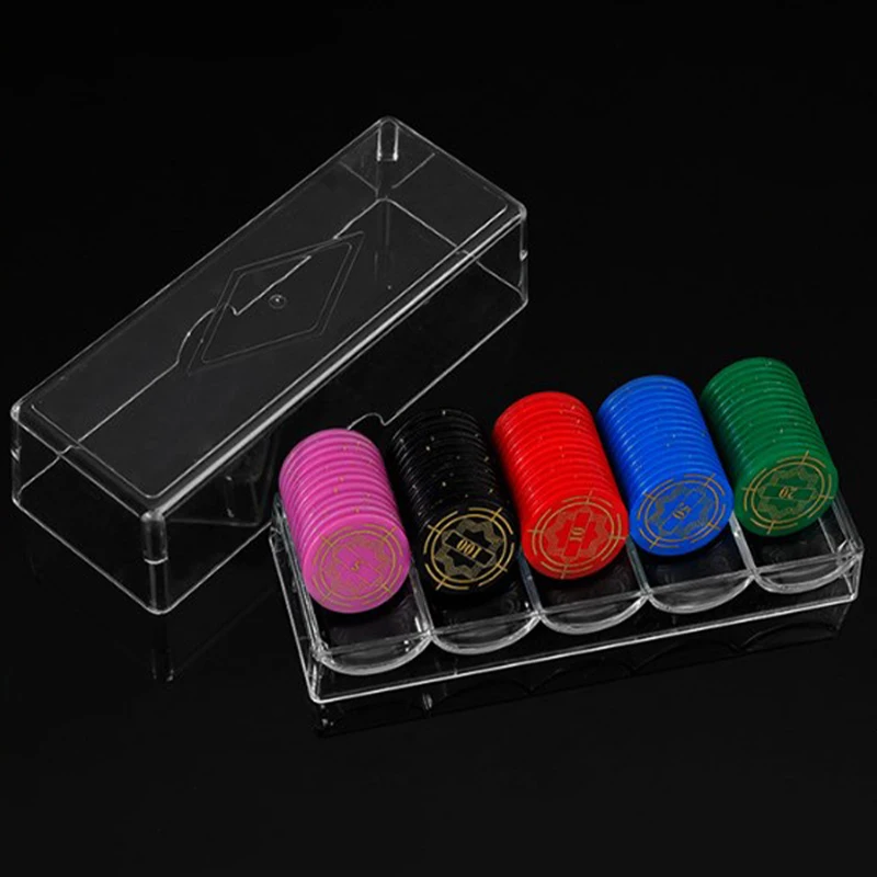 Description Picture 6 of item1PC Fine Acrylic Transparent Smooth Poker Chips Box Casino Gambling Storage Case With Covers Coin Collection Holder