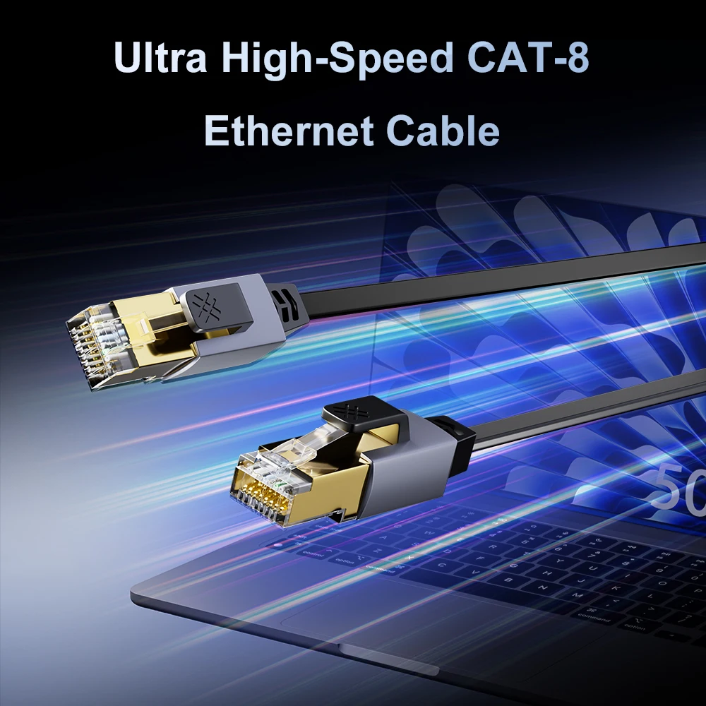 ASOMETECH High-Speed Cat 8 Ethernet Cable with Gold-Plated RJ45 Connector
