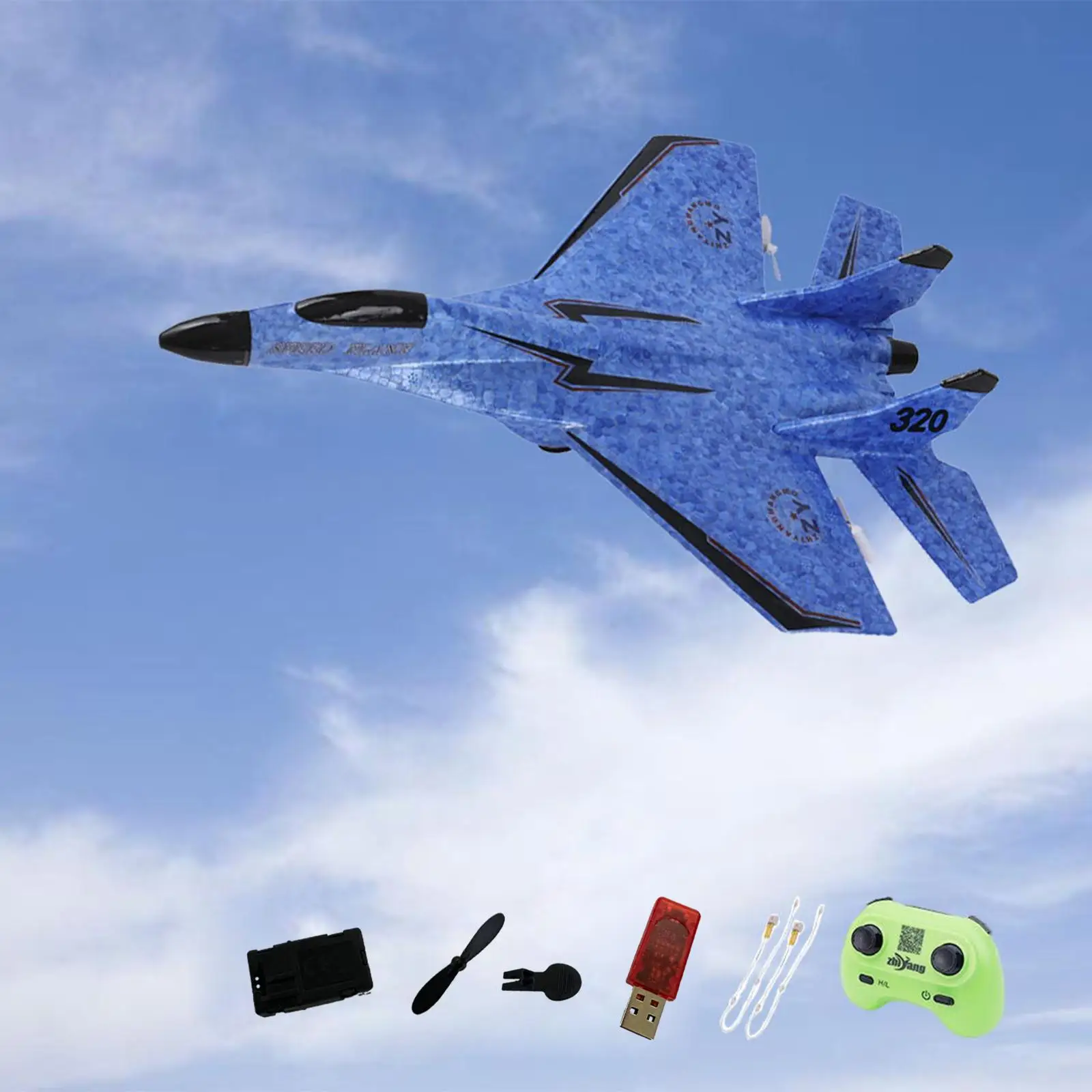 Fixed Wing Aircraft 2 Channels with Flash Light Jet Fighter Anti Falling RC Glider Easy to Fly for Kids and Adults Outdoor Toys