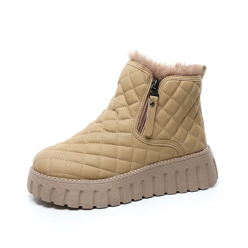 

Women Snow Boots 2023 Winter Warm Platform Shoes Cozy Women Thick Bottom Zip Plush Boots Fashion Female Short Ankle Boots