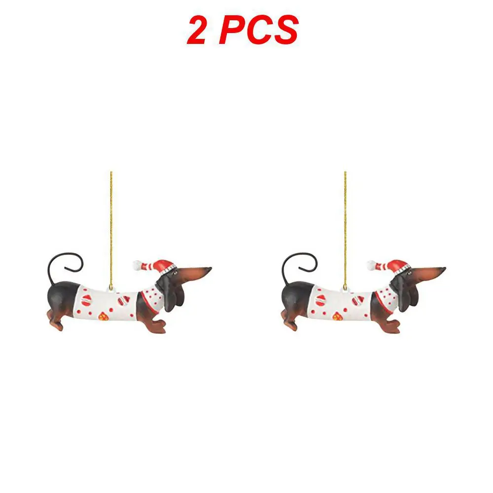 Décorations De Noël De Chien Teckel, Ornements De Chien Teckel En Acrylique Plats, Accessoires De Suspension Drôles Pour Chiens, Pendentifs De Noël, Cadeaux De Teckels Les Plus Mignons Pour Les