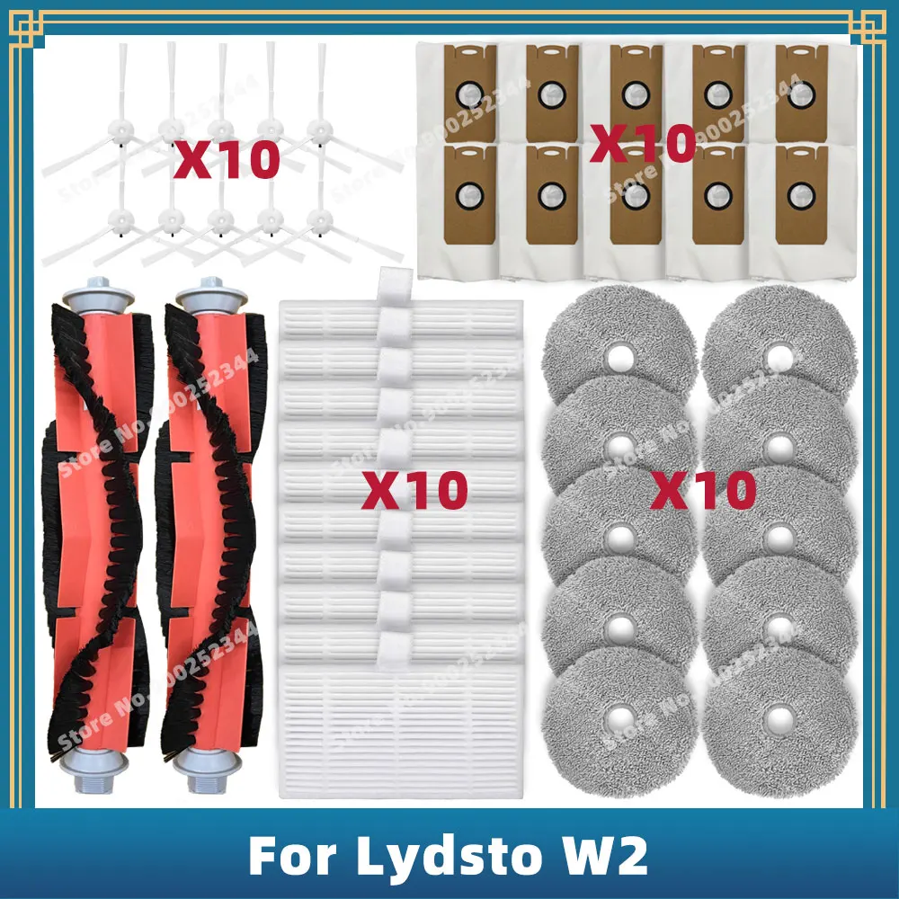 Compatível para Lydsto w2 Kyvol Cybovac S60 Aicle Ins200 Inic Ix10 Tama All in One Max Acessórios Peças de Reposição Escova do Lado Principal Hepa Filtro Mop Pano Bolsa de Poeira