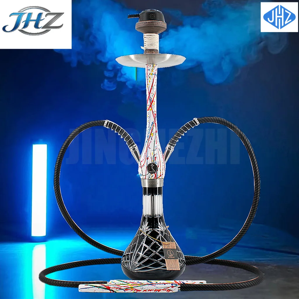JHZ 아라비안 후카 가죽 케이스 나무 이중 튜브 우카 바 후카 풀세트
