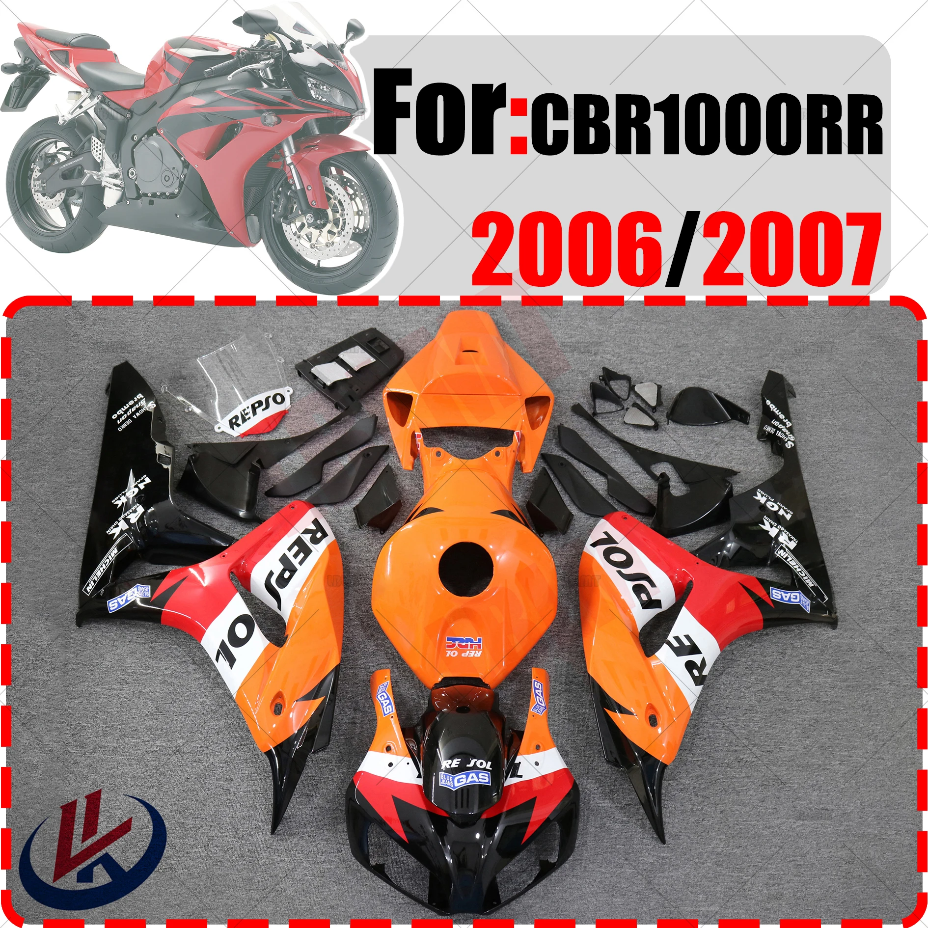 

Обтекатель для мотоцикла HONDA CBR1000RR 2006 2007 ABS Инжекционный комплект обтекателей кузов Обтекатель кузова CBR1000 CBR 1000 RR 06 07 полный обтекатель