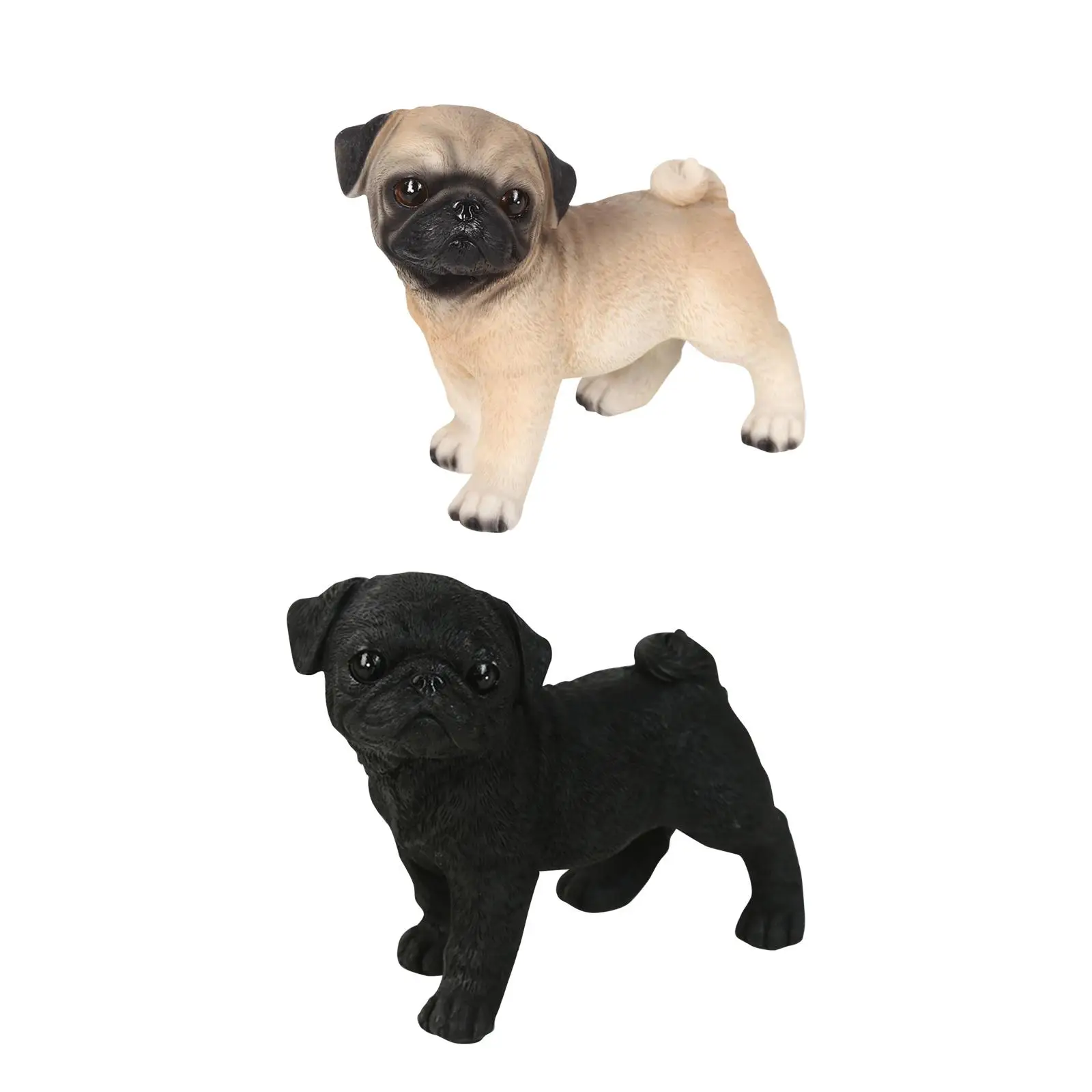 Cute Pug Figure Decoration with Non-Slip Mat Ornaments Miniature Animal Dog