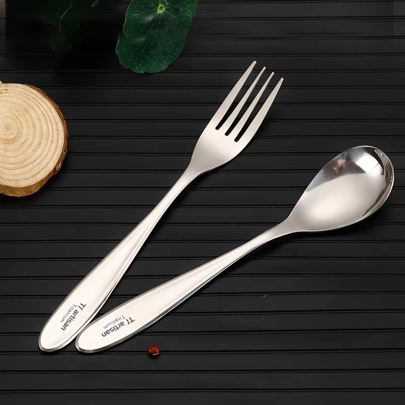 Cutlery Tableware Set Titanium Fork Spoon For Camping Backpacking