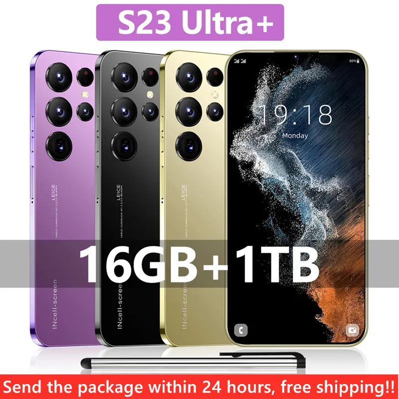 

Mobile Phones S23 Ultra 6.8 HD Screen SmartPhone Original 16G+1T 5G Dual Sim Celulares Android Unlocked 72MP 6800mAh Cell Phone
