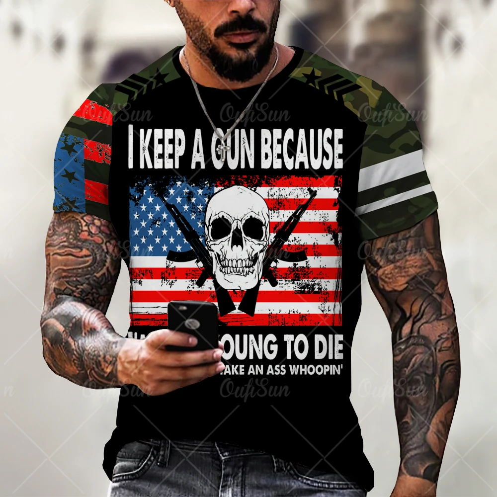 

Men's T Shirts Soldier Army Veteran 3D Skull Printed Fashion Leisure Top Tee Summer O-neck Short Sleeve Oversized Male Clothing