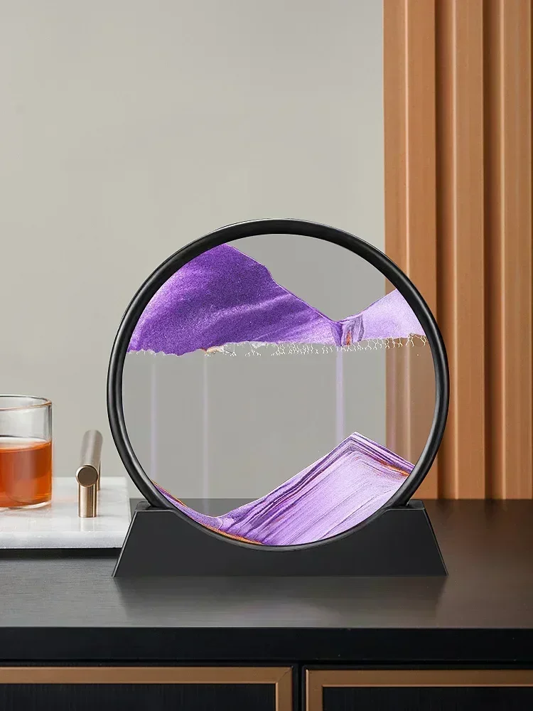 Description Picture 5 of item3D Moving Sand Art Picture Round Glass Deep Sea Sandscape Hourglass Quicksand Craft Flowing Sand Painting Office Home Decor Gift