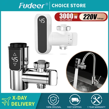 Fudeer-전기 온수기 220V, 주방 수도꼭지 커넥터, 샴페인 골드, 탱크 없는 물 난방 탭, 인스턴트 온수기
