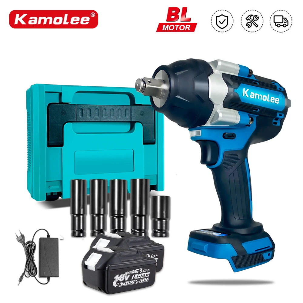 Kamolee 1800 N.m Torque 5000mah Dtw700 Brushless Electric Impact Wrench ...