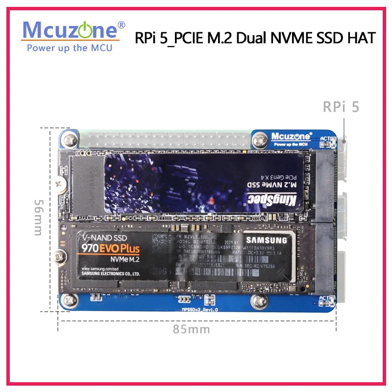 MPS2280D   5 PCIE M.2  NVME SSD HAT  2280 2242/2230 SSD
