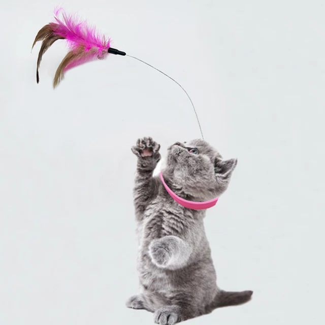 New product collar cat teaser self-entertainment cat toy neck collar feather bell cat toy pet supplies 2