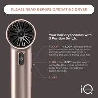 Italy Professional Hair Dryer Rose Gold - IQ Perfetto Lightweight, Powerful Pro Salon Blow with Diffuser & 2 Concentrator N 2