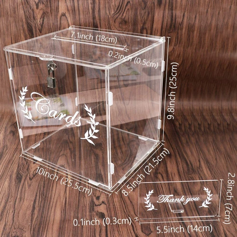 Creative Acrylic Card Gift Box Letter Envelope Box with Lock Slot for Reception