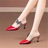 Pointed Designer Slides Fashion Rhinestones Non-Slip Women Slippers Elegant High Heel Outdoor Pearl Party Shoes 3