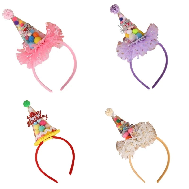 

Rainbow Birthday Hat Hairhoop Princess Carnivals Party Headband Festive Headwear