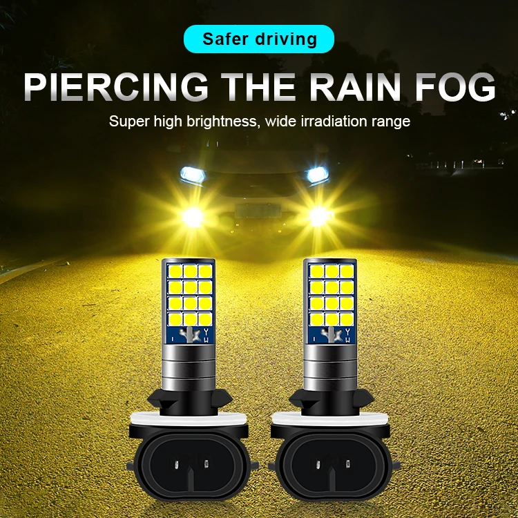 2pcs H3 H27 881 880 Fog Lights LED Bulb Super Bright Car Fog Lights Day Driving Running Light 12V 6000K White Blue Yellow Green led bulb led fog light led light