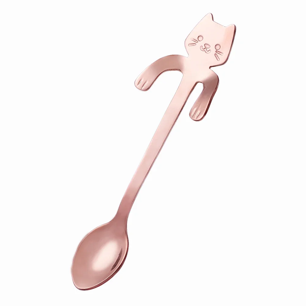 Stainless Steel Coffee Spoon Lovely Cute Cat Shape Teaspoon Dessert thumbnail 3