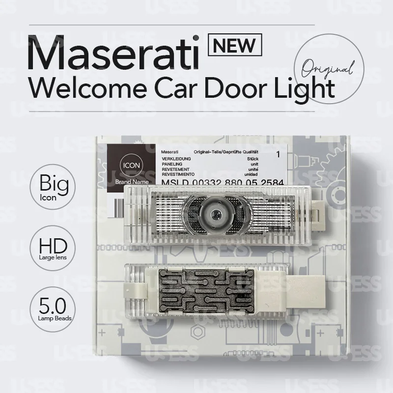 2-Piece HD LED Door Light Welcome Projector For Maserati Ghibli Levante Quattroporte – 12V 3W