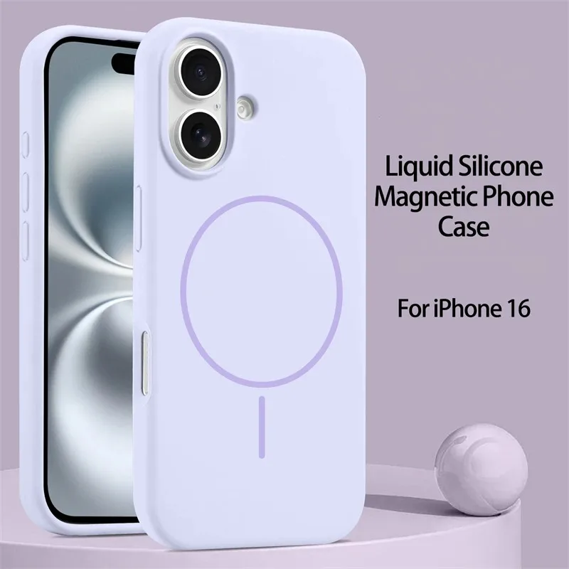 Enhanced Liquid Silicone Magnetic Case with Wireless Charging Support, Slim Soft Cover