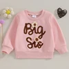 Toddler Kids Baby Girls Sister Matching Outfits Flower Letter Embroidery O-neck Pullover Long Sleeve Rompers/Sweatshirts Clothes 2