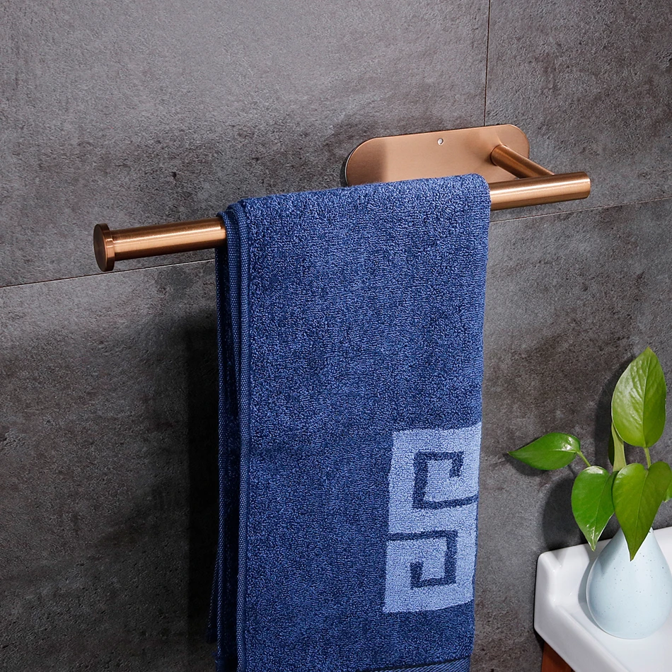 Paper Holder Rose Gold Adhesive 304 Stainless Steel Punching-free Toilet Paper Roll Shelf Kitchen Bathroom Tissue Hanging