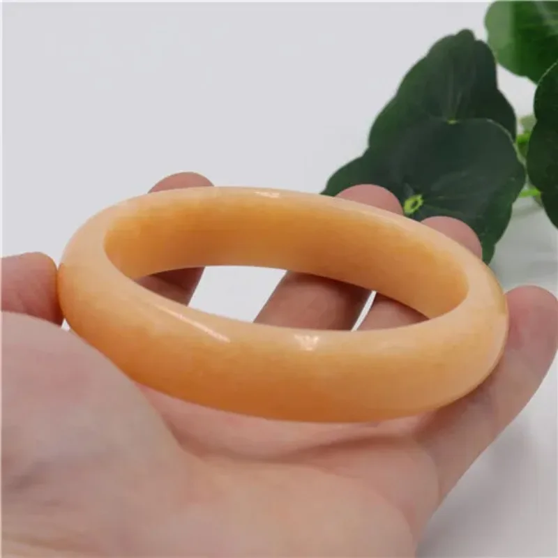 천연 노란색 중국 옥 팔찌, 주얼리 패션 액세서리 여성 행운의 부적 54-64mm