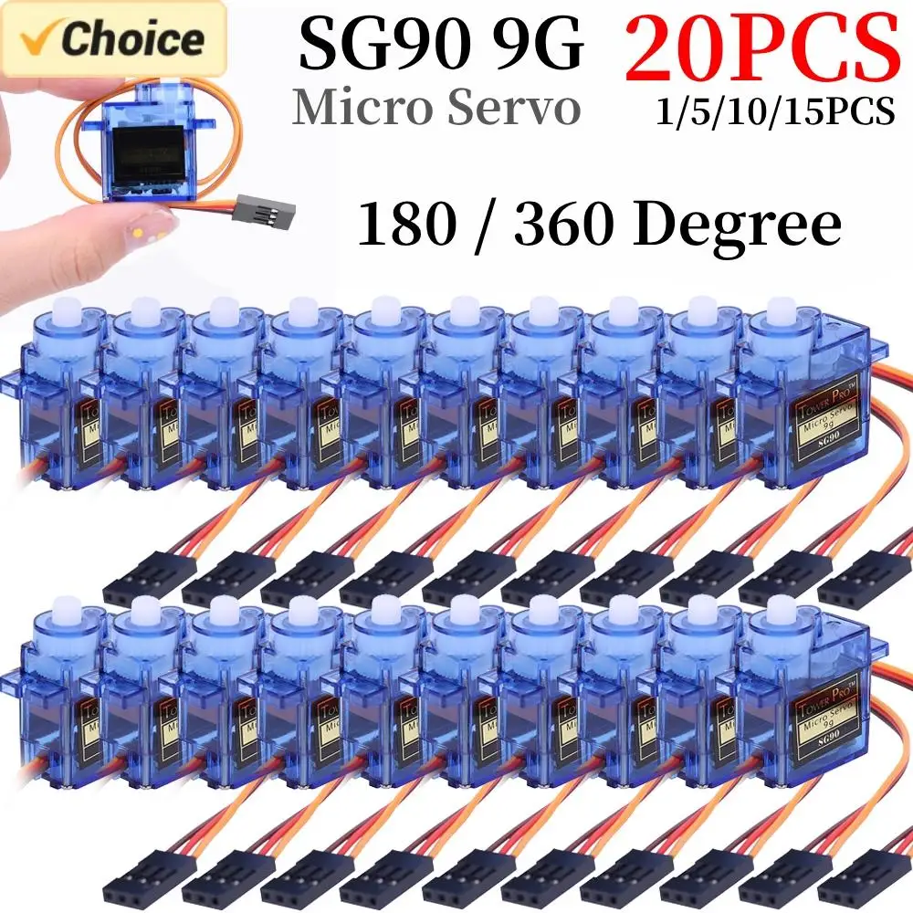 1-20pcs SG90 9G Micro Servo Servo Motor for RC Planes Robot Arm 180°/360° Fixed-Wing Servo Motor Control for Airplane Helicopter