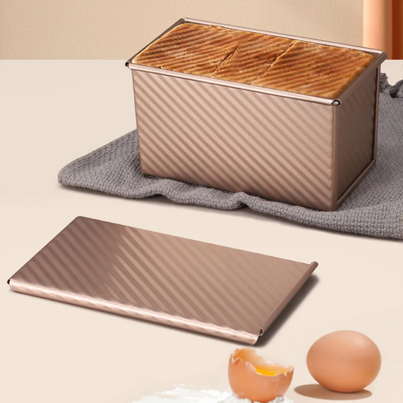 

Rectangle Loaf Pan Bread Baking Mould Cake Toast Non-Stick Toast Box with Lid Aluminized Steel Bread Mould