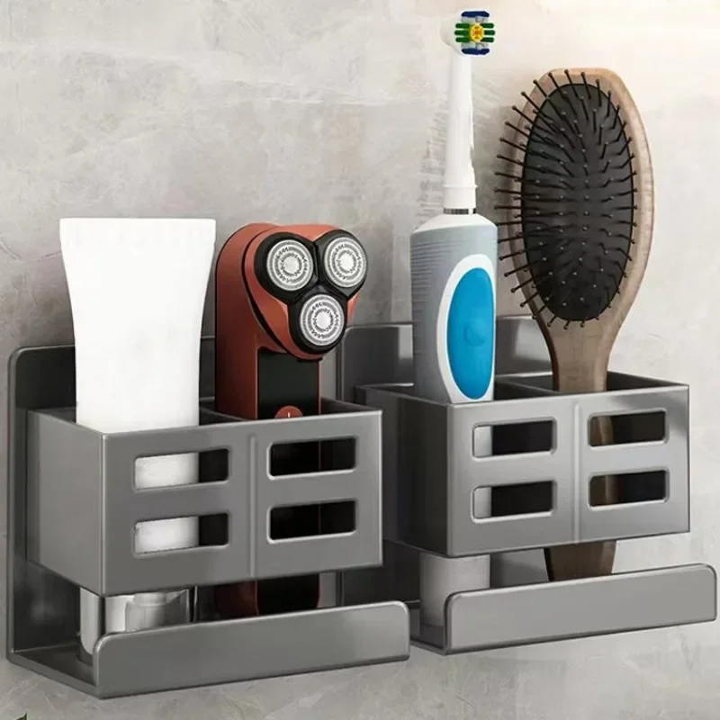 1PC Bathroom Storage Rack Kitchen Cutlery Holder Multifunctional Cosmetic Storage Box Wall-mounted Punch-free Storage Holder 2