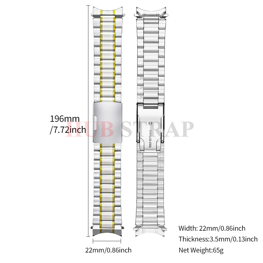 High-Quality Solid Stainless Steel Curved End Watch Strap with Tool