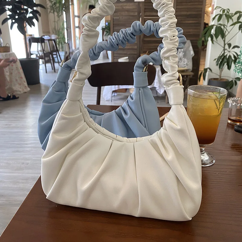 

Hand Bags Woman 2023 Pleated Cloud Underarm Bags French Fold Handbag One Shoulder Crossbody Solid Tote Bag Niche Texture Fashion